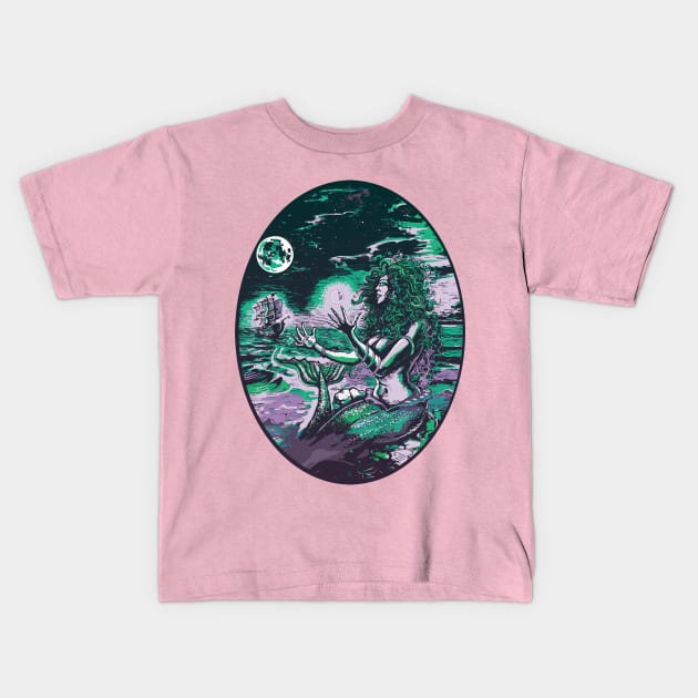 Mermaid Siren Sea Pearl Atlantis Kids T-Shirt by monstermangraphic